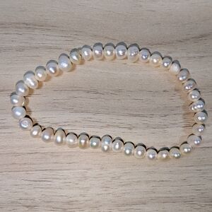 Freshwater Pearl Stretch Bracelet Baroque Irregular White Pearls
